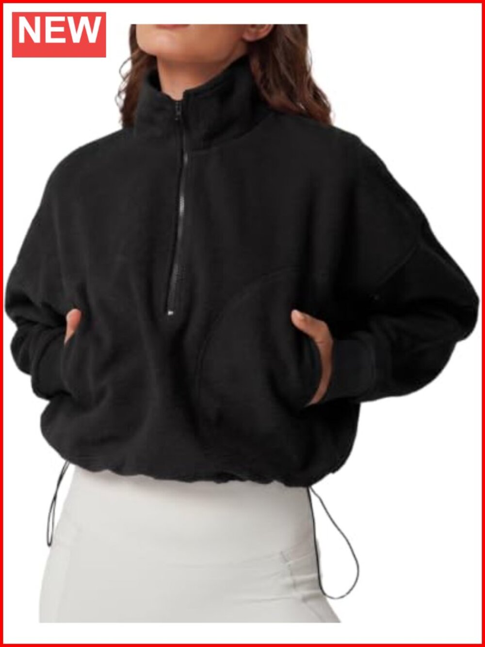 Half Zip Fleece Pullover Sweatshirt Cropped Sherpa Winter Jacket Cozy